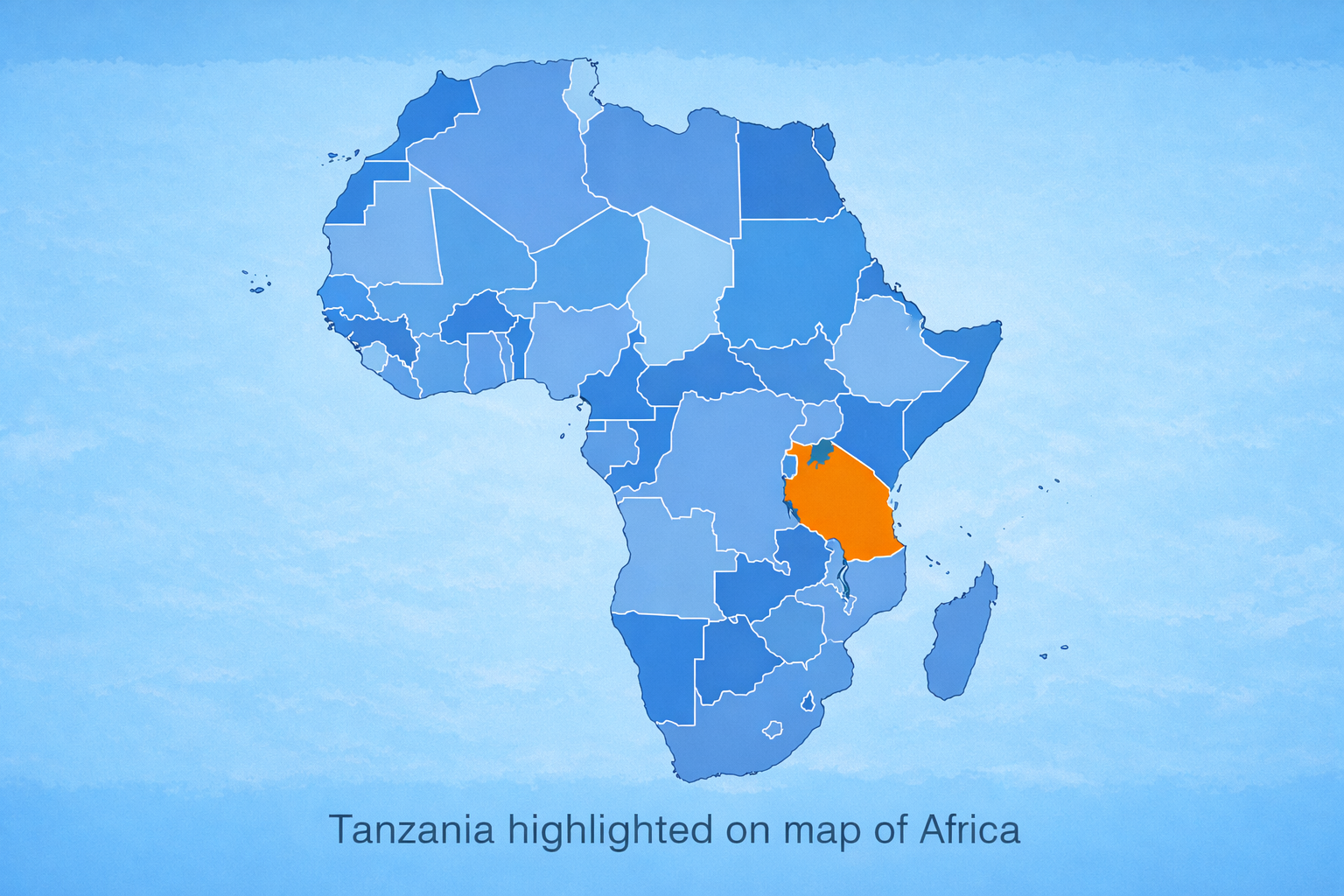 Map of Africa with Tanzania highlighted