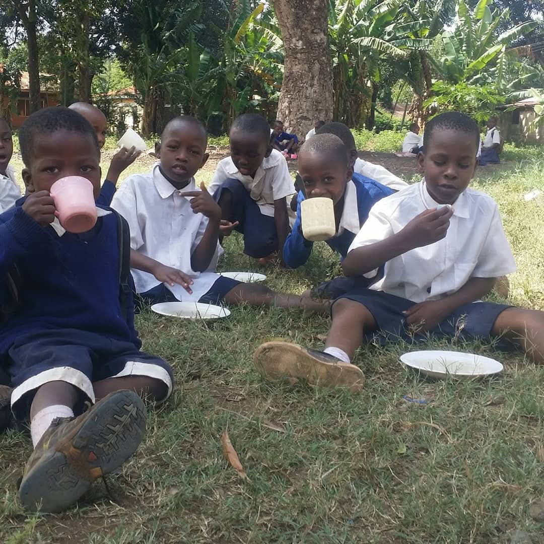 Children participating in a school health and nutrition session
